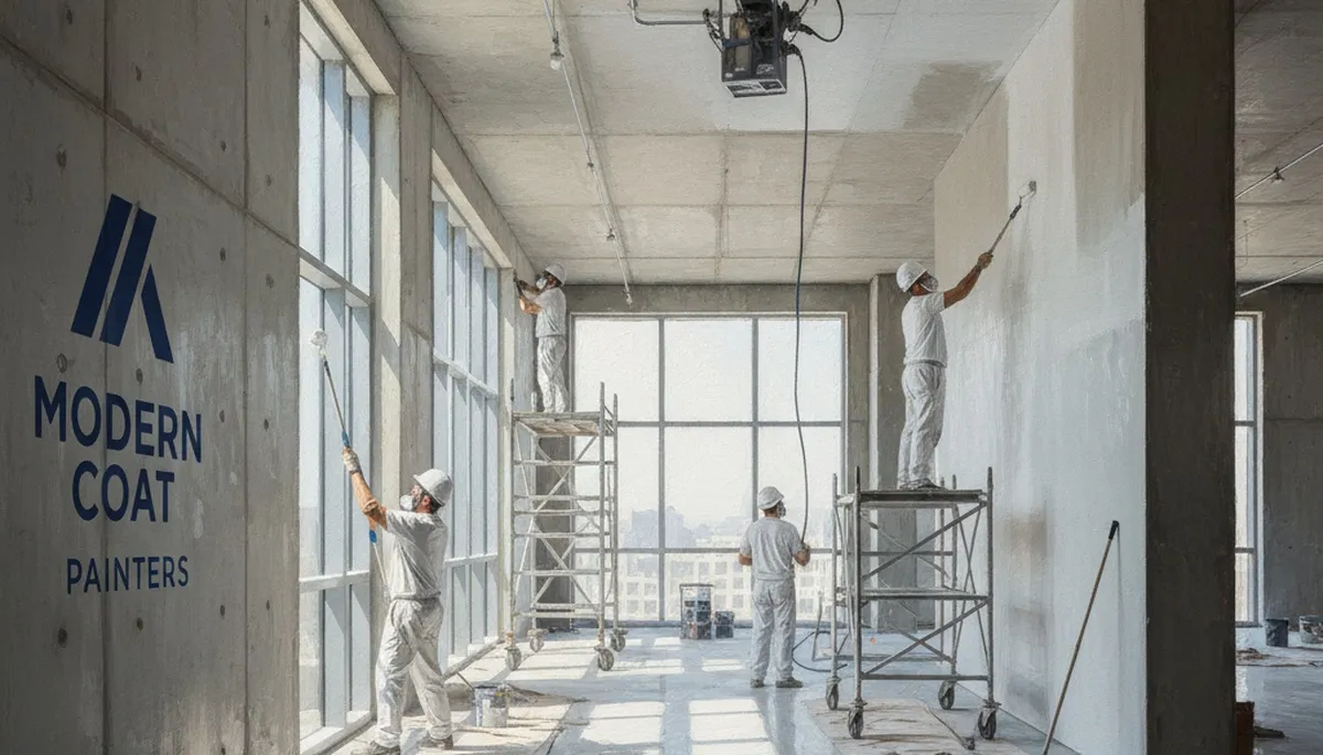 Detroit commercial painting crew applying durable coatings to a business exterior in Detroit, MI