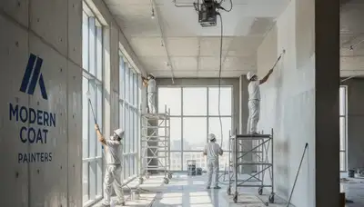 Detroit commercial painting crew applying durable coatings to a business exterior in Detroit, MI