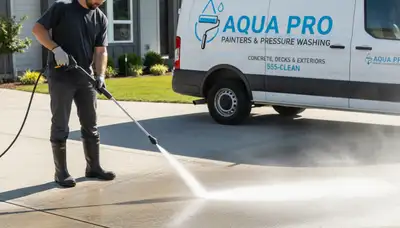 Detroit, MI concrete pressure cleaning on a driveway by Detroit Paint Pros for salt and grime removal