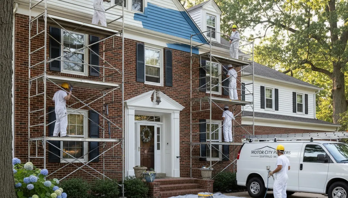 Detroit, MI painting contractor completing interior house painting for a local home renovation project