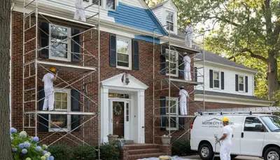 Detroit, MI painting contractor completing interior house painting for a local home renovation project