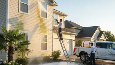 Vinyl siding pressure cleaning in Detroit, MI by Detroit Paint Pros for grime and mildew removal
